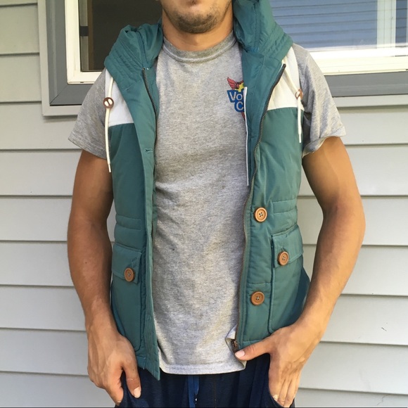 Burton Other - Men’s Burton Green/Blue Hooded Winter Vest